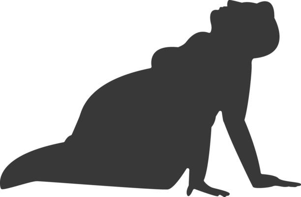Silhouette of Pregnant Female with Simple Design, Isolated on White Background,