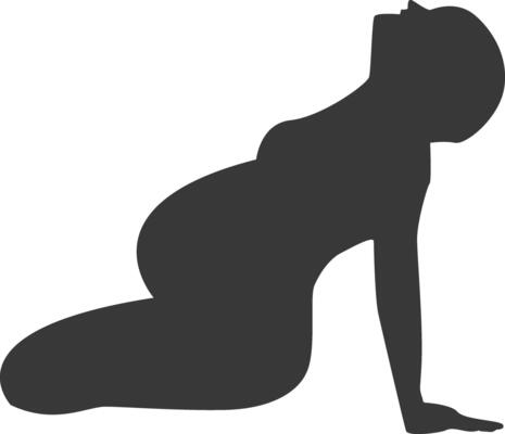 Silhouette of Pregnant Female in Simple Design, Isolated on White Background,
