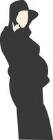 Silhouette of Pregnant Female in Simple Design, Isolated on White Background vector