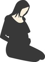 Silhouette of Pregnant Female in Abstract Design, Isolated on White Background vector