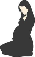 Silhouette of Pregnant Female in Abstract Design, Isolated on White Background, vector