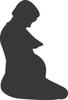 Silhouette of Pregnant Female in Abstract Design. Isolated on White Background. vector