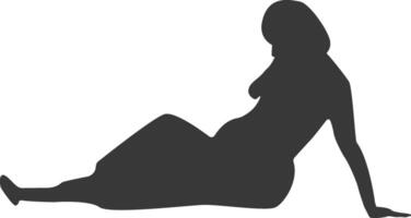 Silhouette of Pregnant Female with Abstract Design. Isolated on White Background. vector