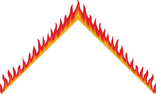 Fire Frame Border. Isolated on White Background.