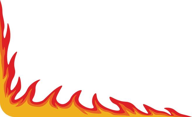 Fire Frame Border, Isolated on White Background,