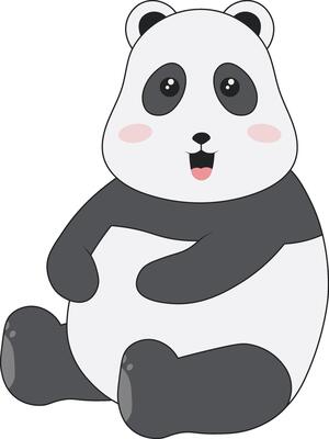 Cute Panda Character. Isolated on White Background