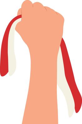 Hands Holding the Indonesian Flag in Flat Design.