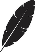 Curved Feather Silhouette with Flat Design. Isolated on White Background, vector