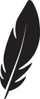 Curved Feather Silhouette with Flat Design. Isolated on White Background. vector