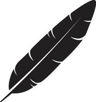 Curved Feather Silhouette with Flat Design, Isolated on White Background vector