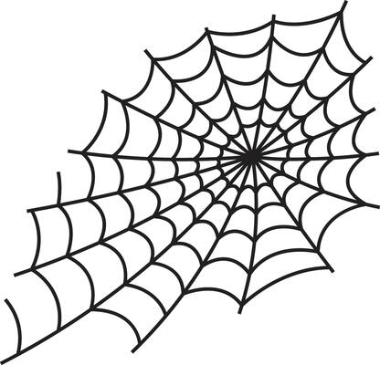 Spider Web Decoration with Flat Design. Isolated on White Background.