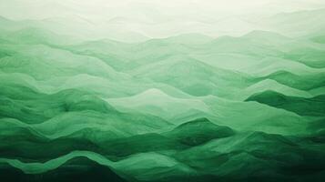 Serene abstract green landscape art with gentle flowing hills and valleys painted in shades of green capturing nature's tranquility. Background texture with funky vibes photo