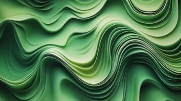 Abstract green wavy layers creating a mesmerizing organic pattern with fluid movement and depth in a nature-inspired contemporary design. Background texture with funky vibes photo