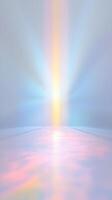 Ethereal spectrum of light, a captivating display of pastel colors and radiant beams creating a serene and dreamlike atmosphere photo
