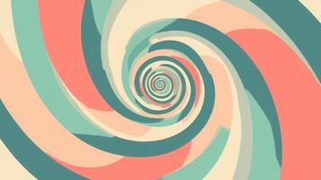 Abstract spiral pattern with vibrant pastel colors and concentric swirls creating a dynamic optical illusion of depth and movement photo