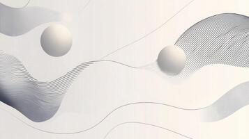 Modern abstract art with curved lines and spheres on a minimalist beige background highlighting dynamic movement and balance photo