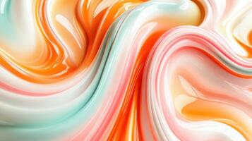 Vibrant abstract swirls in mesmerizing pastel shades of orange, pink, and teal creating a dynamic, fluid movement and hypnotic visual appeal photo