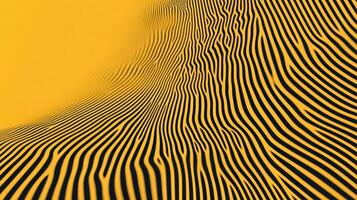 Abstract yellow and black wavy lines creating a dynamic optical illusion with bold and vibrant contrasting patterns in a fluid motion photo