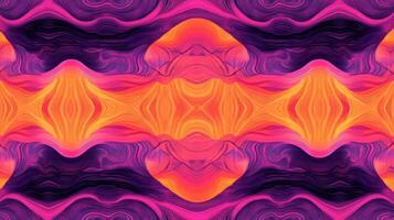 A vibrant abstract pattern featuring swirling pink, orange, and purple waves creating a dynamic and colorful symmetrical design photo
