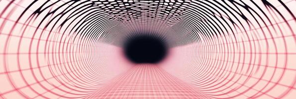 Surreal optical illusion tunnel with geometric patterns and red tint for futuristic abstract background concept in digital art design photo