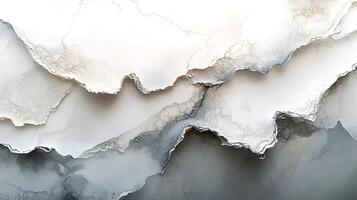 Abstract watercolor illustration featuring flowing layers of soft gray and white hues, creating a serene and elegant composition with organic shapes and textures for artistic backgrounds photo
