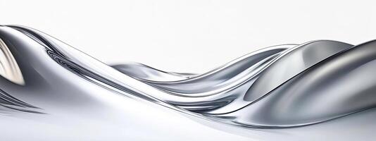 Abstract silver waves create a smooth flowing texture, reflecting light in a minimalist design, showcasing elegance and modern aesthetics with a sense of tranquility and fluidity photo