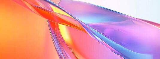 Abstract colorful waves in vibrant shades of orange, pink, and blue create a dynamic visual flow, showcasing fluidity and movement in a modern design concept photo