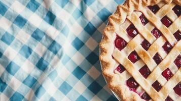 National Cherry Pie Day cherry pie with a flaky golden crust photo