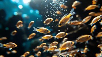 A school of small fish with shimmering details photo