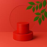 A display combining Cherry Red elements with Dill Green foliage, creating a vibrant and organic feel. photo