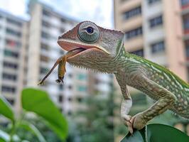 Agile Reptile Seizing Prey In The Blink Of An Eye photo