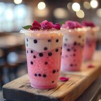 Asian Cafes Signature Sip Lychee Rose Bubble Tea photo