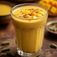 Authentic Spiced Mango Lassi Crafted in Indian Style photo