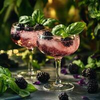 Basil Blackberry Fusion Gin Fizz for Wedding Night photo
