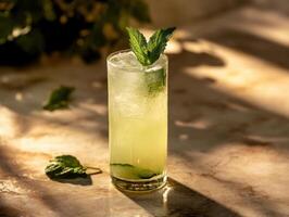 Bubbly Cucumber and Mint Gin Fizz for Summer Relaxation photo
