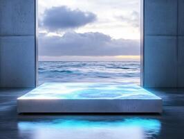 Building Platform with High Tech Ocean Illumination photo