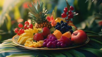 Cheerful Array of Exotic Summer Fruits Arranged Beautifully photo