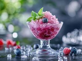 Chilled Elderflower Granita Loaded with Summer Berries photo