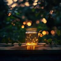 Clear Evening Tableau Sparkling with Magical Bug Lanterns photo