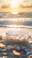 Clear Epoxy Arrangement with Sunlit Beach Inclusions photo