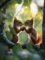 Busy Woodland Animals Collecting Supplies For Frosty Season photo
