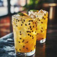Creative Green Tea with Passion Fruit at Fusion Cafe photo