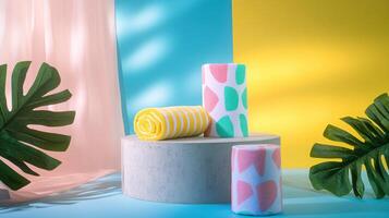 Contemporary Surface Featuring Bright and Lively Textile Motifs photo