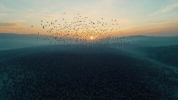 Coordinated Birds Traversing The Sunny Heavens Boldly photo