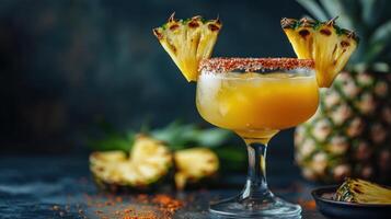 Elegant Setting with Spiced Mezcal and Pineapple Margarita photo