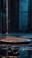Downtown Cement Display With Life like Rainfall Details photo