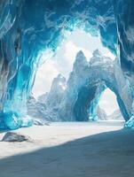 Enchanted Cathedral Blue Frozen in Glacier Depths photo