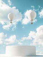 Enchanting Cloud Pedestal Featuring Vibrant Hot Air Balloon Motifs photo