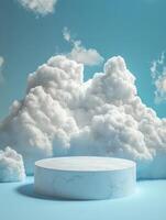 Ethereal Cloudy Platform Framed by Serene Blue Color photo