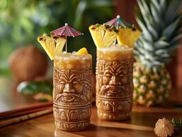 Exotic Resort Luau Pineapple Coconut Party Drink photo